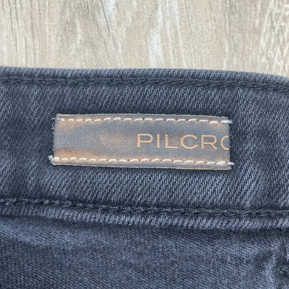 Pilcro The Icon Flare Jeans Women's 27 Black Mid Rise Patch Pocket Denim